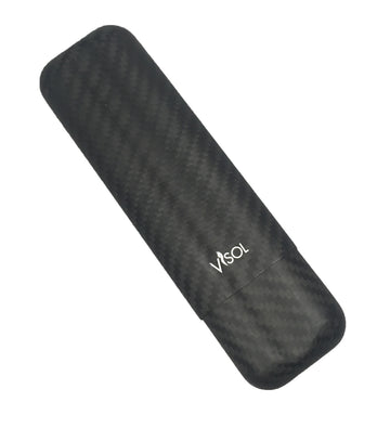 Visol Night Carbon Fiber Matte Cigar Case - Holds 2 Cigars - Crown Humidors