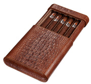 Visol Rennes Crocodile Patterned Leather Travel Cigar Case - Holds 5 Cigars - Crown Humidors