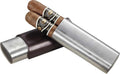 Visol Dave Dark Brown Leather and Stainless Steel - 2 Cigars - Crown Humidors