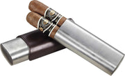 Visol Dave Dark Brown Leather and Stainless Steel - 2 Cigars - Crown Humidors