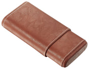 Visol Finn Brown Cigar Case With White Stitching - Vcase702Br