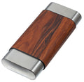 Visol Carver Natural Wood and Stainless Steel Cigar Case - 3 Cigars - Crown Humidors