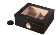 Visol Santa Clara Glass Top with Black Matte Finish Cigar Humidor - Holds 50 Cigars - Crown Humidors