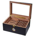 Visol Rainier Glass Top with Black Matte Finish Cigar Humidor - Holds 100 Cigars - Crown Humidors