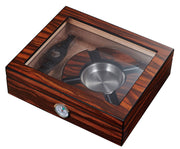 Visol Eiger Small Glasstop Humidor, Ashtray and Cutter Gift Set - Crown Humidors