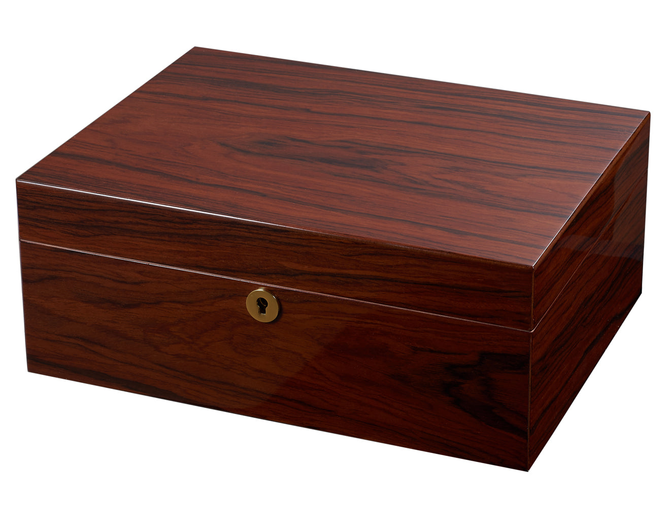 Visol Hagan Polished Oak Wood Locking Humidor - Crown Humidors