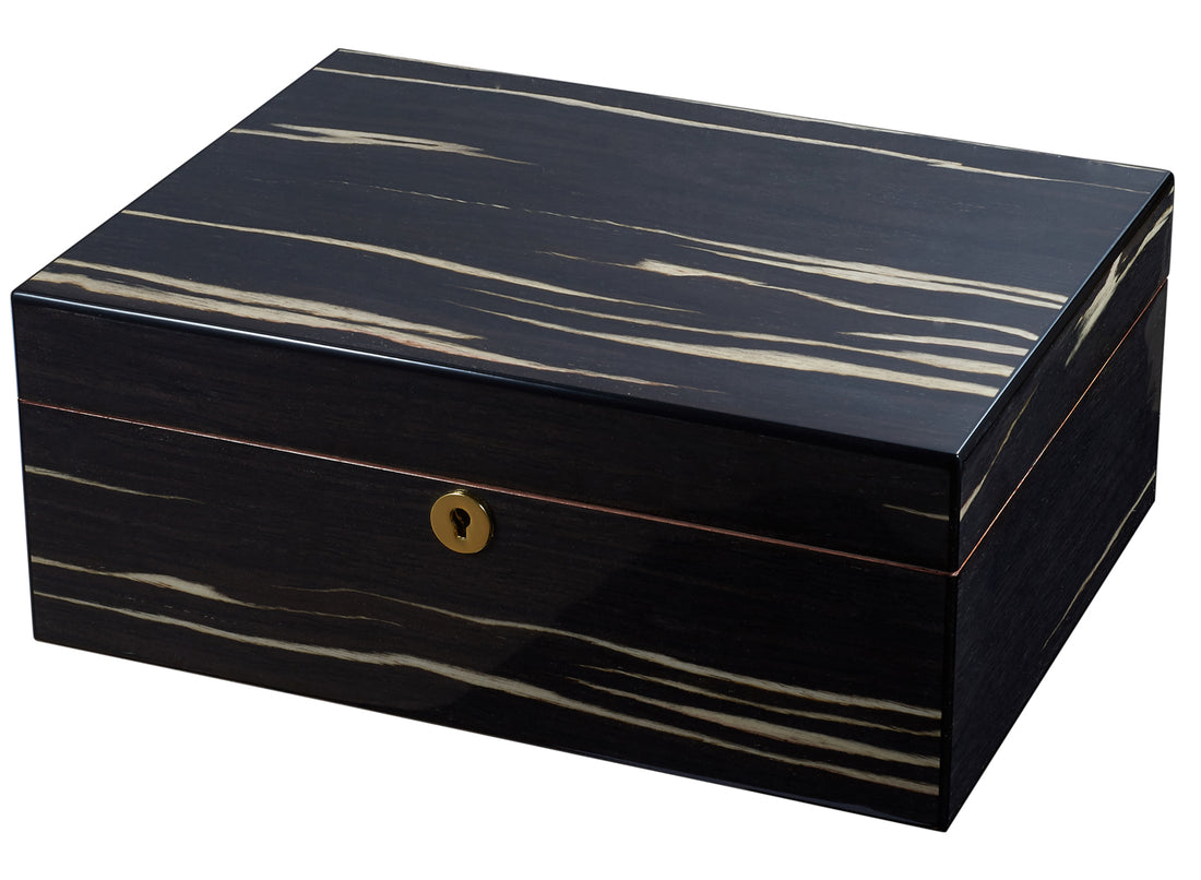 Visol Remo Polished Ashburl Wood Locking Humidor - Crown Humidors