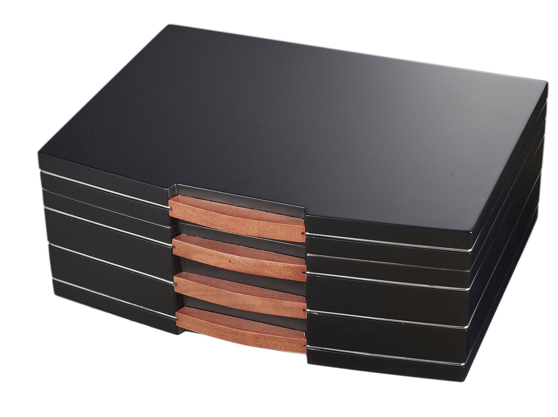 Visol Gerard Black Polished Wood Humidor - Holds 100 Cigars - Crown Humidors