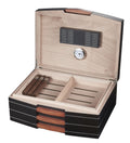 Visol Gerard Black Polished Wood Humidor - Holds 100 Cigars - Crown Humidors