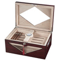 Visol Hudson Red Antique Wood Stain Humidor - Holds 125 Cigars - Crown Humidors