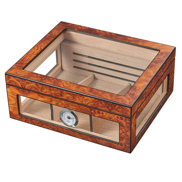 Visol Lorenzo See-Thru Glasstop Humidor - Holds Up To 75 Cigars - Vhud738