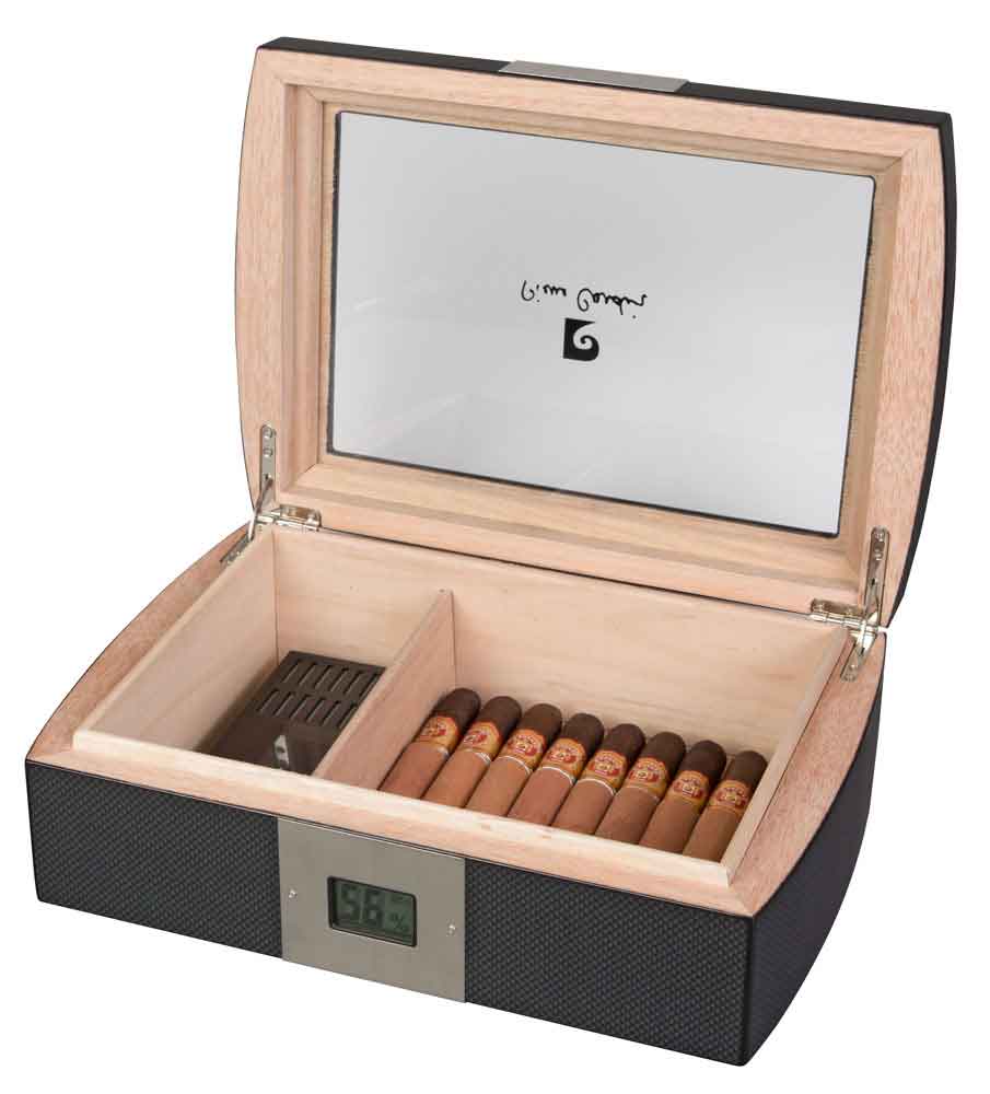 Pierre Cardin Milton Glass Top Cigar Humidor Humidor - Holds 75 Cigars - Crown Humidors