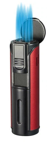 Visol Pentajet Red and Black Quintuple Torch Cigar Lighter - Crown Humidors