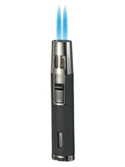 Visol Duojet Black Wrinkle Double Torch Pen Cigar Lighter - Crown Humidors