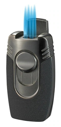 Visol Quadflow Black Wrinkle Quad Torch Cigar Lighter - Crown Humidors