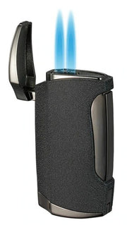 Visol Wilson Black Wrinkle Double Torch Cigar Lighter - Crown Humidors