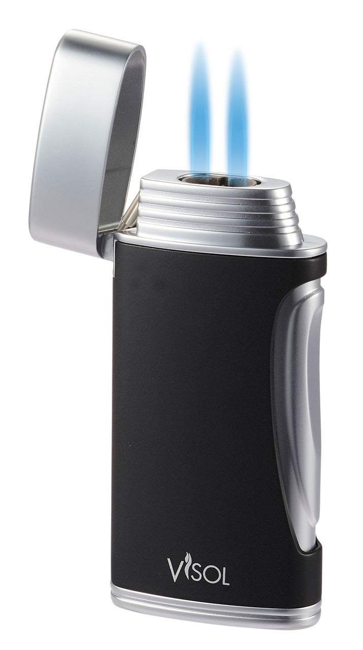 Visol Duomatt Matte Black Double Flame Cigar Lighter - Vlr3017001