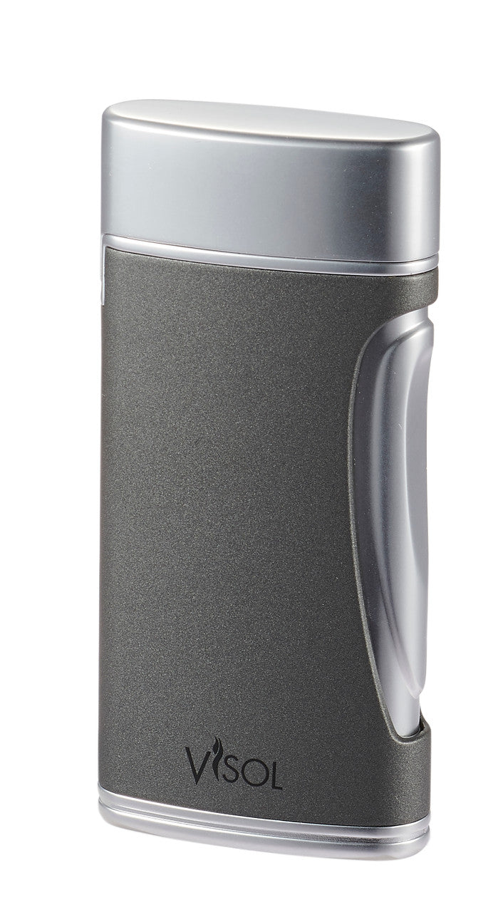 Visol Duomatt Grey Double Flame Cigar Lighter - Vlr3017003