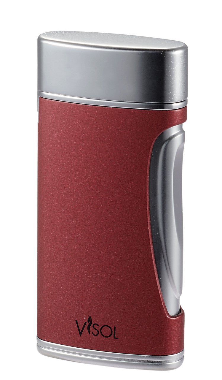 Visol Duomatt Burgundy Double Flame Cigar Lighter - Vlr3017005