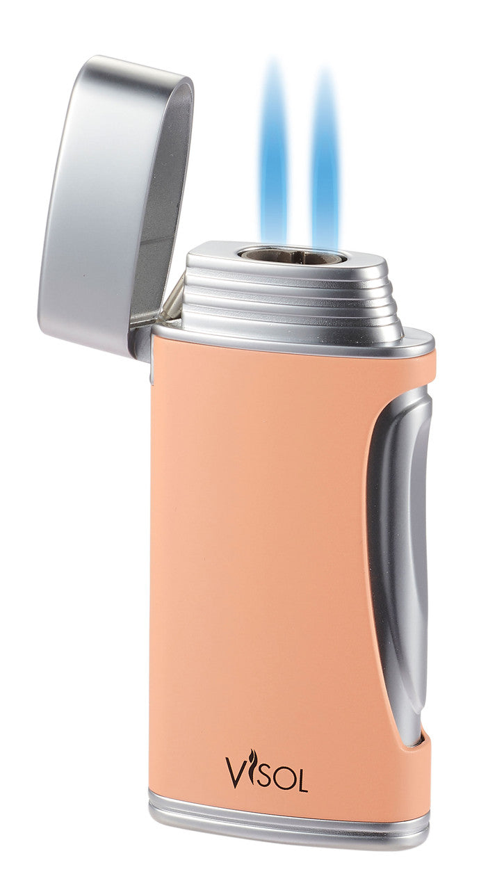 Visol Duomatt Salmon Double Flame Cigar Lighter - Vlr3017007