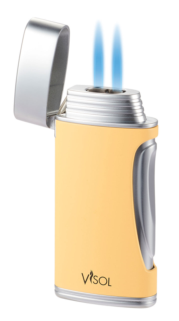 Visol Duomatt Yellow Double Flame Cigar Lighter - Vlr3017008