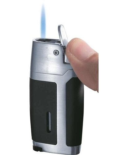 Visol Bron Matte Black and Brushed Chrome Lighter - Crown Humidors