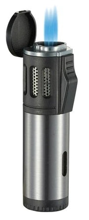Visol Artemis Triple Flame Torch Lighter - Brushed Silver - Crown Humidors