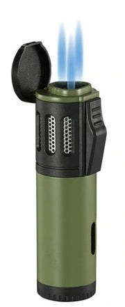 Visol Artemis Triple Torch Flame Lighter - Green - Crown Humidors