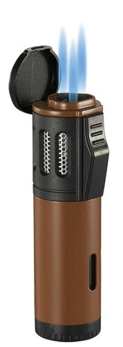 Visol Artemis Triple Torch Flame Lighter - Brown - Crown Humidors