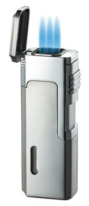 Visol Janus Triple Flame Torch Lighter - Silver - Crown Humidors