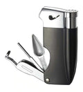 Visol Poseidon Soft Flame Pipe Lighter With Tools - Black - Crown Humidors