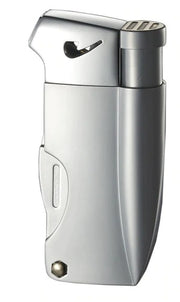 Visol Poseidon Soft Flame Pipe Lighter With Tools - Silver - Crown Humidors