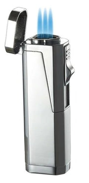 Visol Athens Triple Flame Torch Lighter - Silver - Crown Humidors