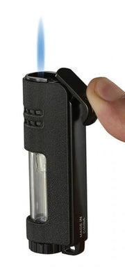 Visol Fitzroy Black Crackle Single Flame Torch Lighter - Crown Humidors