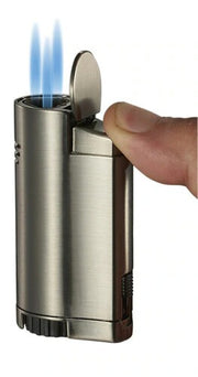 Visol Elbert Silver Triple Flame Torch Lighter - Crown Humidors