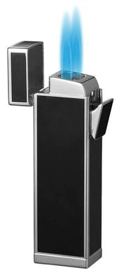 Visol Timeless Black and Silver Double Torch Cigar Lighter - Crown Humidors