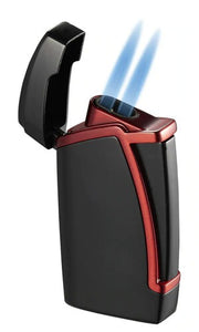 Visol Everest Black and Red Dual Torch Flame Cigar Lighter - Crown Humidors