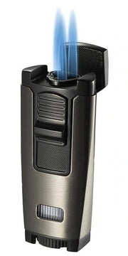 Visol Peak Gunmetal Dual Torch Flame Cigar Lighter - Crown Humidors