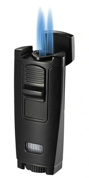 Visol Peak Matte Black Dual Torch Flame Cigar Lighter - Crown Humidors
