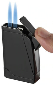 Visol Madrid Black Dual Torch Flame Cigar Lighter - Crown Humidors
