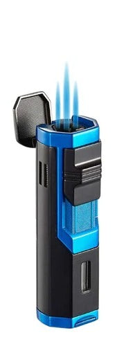 Visol Andes Triple Torch Cigar Lighter - Blue and Black - Crown Humidors