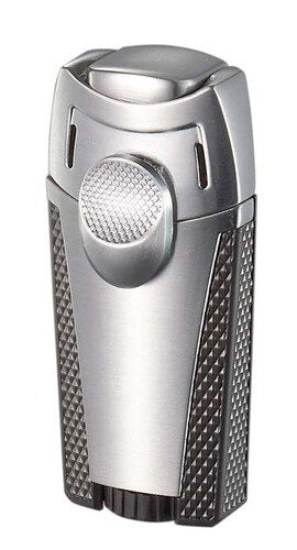 Visol Meru Dual Torch Cigar Lighter - Silver - Crown Humidors