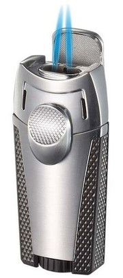 Visol Meru Dual Torch Cigar Lighter - Silver - Crown Humidors