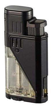 Visol Apollo Dual Torch Cigar Lighter - Clear W/ Black - Crown Humidors