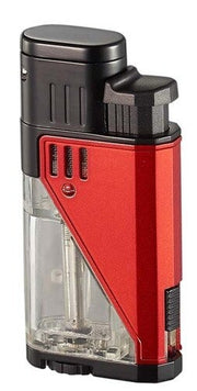 Visol Apollo Dual Torch Cigar Lighter - Clear W/ Red - Crown Humidors