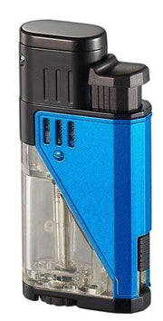 Visol Apollo Dual Torch Cigar Lighter - Clear W/ Blue - Crown Humidors