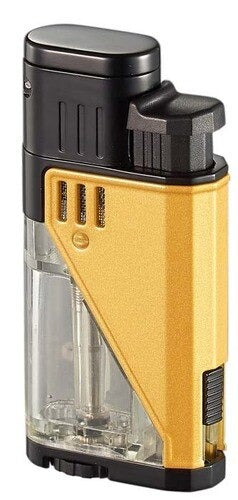 Visol Apollo Dual Torch Cigar Lighter - Clear W/ Yellow - Crown Humidors