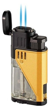 Visol Apollo Dual Torch Cigar Lighter - Clear W/ Yellow - Crown Humidors