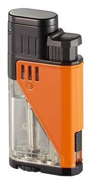 Visol Apollo Dual Torch Cigar Lighter - Clear W/ Orange - Crown Humidors