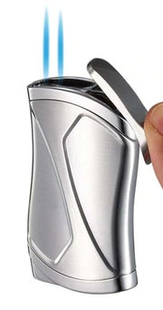 Visol Pisco Dual Torch Cigar Lighter - Silver - Crown Humidors